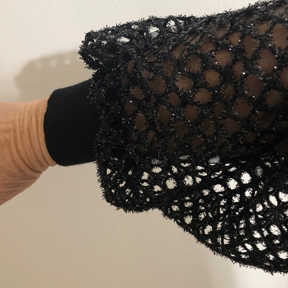 Sioni Black Blouse soft sweater sleeves long with mesh - Picture 7 of 7